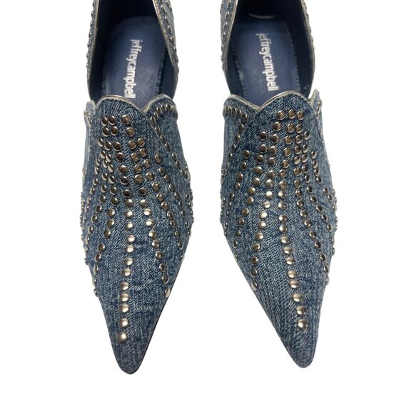 Jeffrey Campbell Spangled Denim Silver Stud Stiletto High Heels - Picture 8 of 10